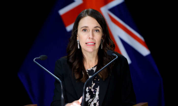 Prime Minister Jacinda Ardern speaks during a post cabinet press conference at Parliament in Wellington, New Zealand, on May 23, 2022. (Hagen Hopkins/Getty Images)