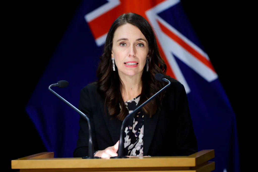 Prime Minister Jacinda Ardern speaks during a post cabinet press conference at Parliament in Wellington, New Zealand, on May 23, 2022. (Hagen Hopkins/Getty Images)