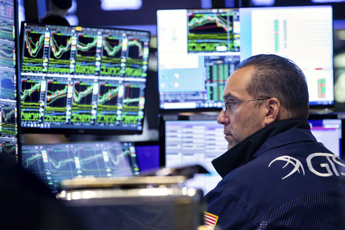Specialist Anthony Matesic works on the New York Stock Exchange's trading floor on May 23, 2022. (David L. Nemec/New York Stock Exchange via AP)