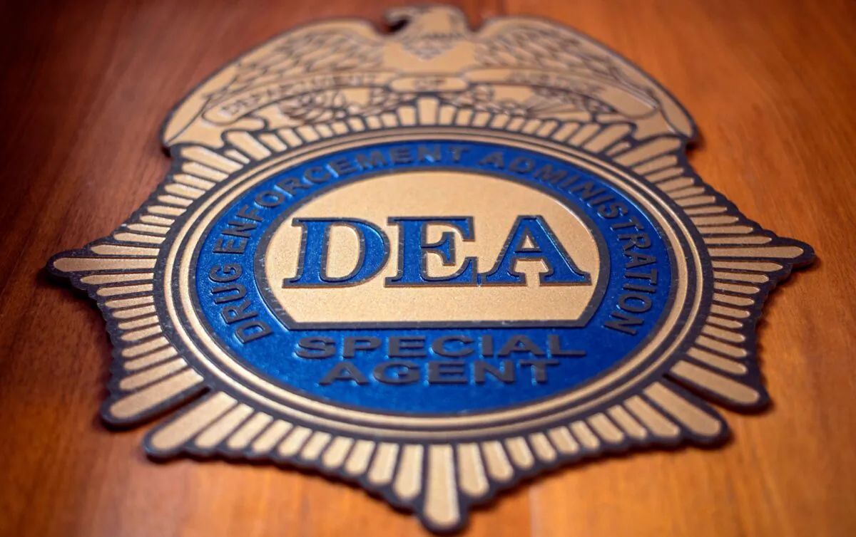 A logo reading DEA Special Agent in the Office of the US Drug Enforcement Administration (DEA) in New York on May 29, 2019. (Johannes EiseleI/AFP via Getty Images)