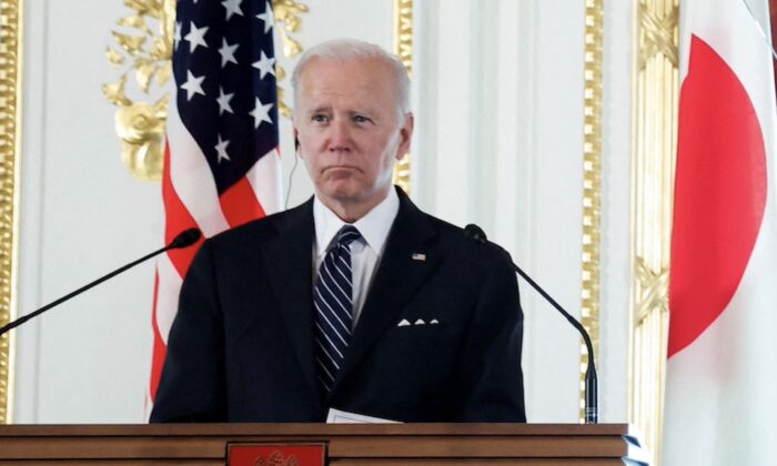 U.S. President Joe Biden attends a joint press conference after their bilateral meeting at Akasaka Palace in Tokyo on May 23, 2022. (Jonathan Ernst/Reuters)