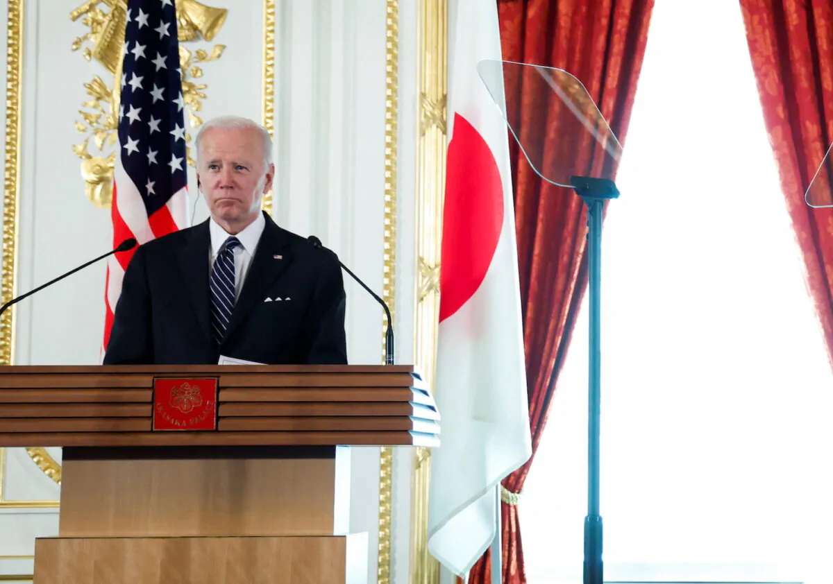 President Joe Biden attends a joint news conference after their bilateral meeting at Akasaka Palace in Tokyo, Japan, on May 23, 2022. (Jonathan Ernst/Reuters)