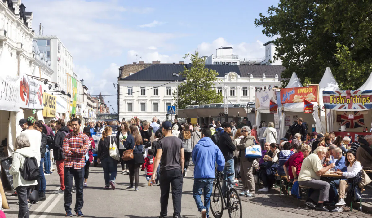 The dining street on the 30th public festival of Malmo in Malmo, Sweden, on Aug. 20, 2014. (kimson/Shutterstock)