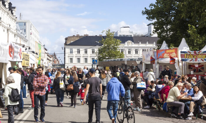 The dining street on the 30th public festival of Malmo in Malmo, Sweden, on Aug. 20, 2014. (kimson/Shutterstock)