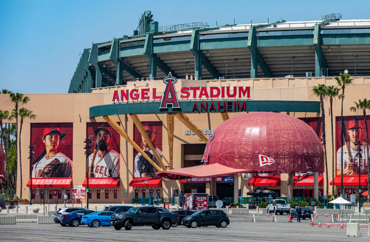 Angel Stadium of the Los Angeles Angels baseball team in Anaheim, Calif., on May 24, 2022. (John Fredricks/The Epoch Times)
