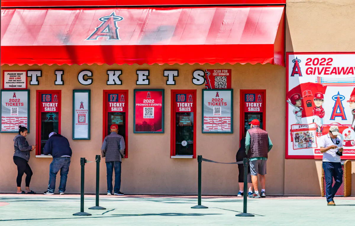 Angel Stadium of the Los Angeles Angels baseball team in Anaheim, Calif., on May 24, 2022. (John Fredricks/The Epoch Times)