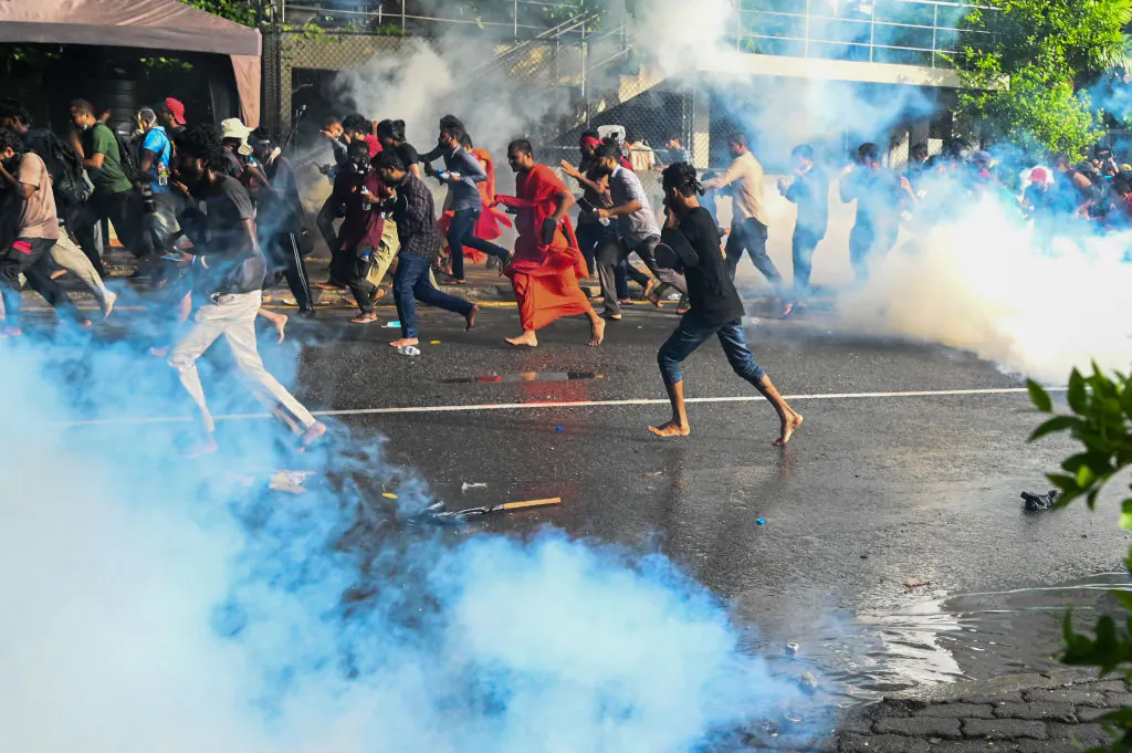 Events in Sri Lanka highlight how China is going about dominating the world. China is the world’s predatory lender. Beijing is corrupting national leaders, drowning them in debt, and ultimately destabilizing their governments. Beijing, it appears, is particularly targeting democracies. Pictured: Police use tear gas to disperse protesters who are demanding the resignation of Sri Lanka’s President Gotabaya Rajapaksa, in Colombo, on May 19, 2022. (Ishara S. Kodikara/AFP via Getty Images)