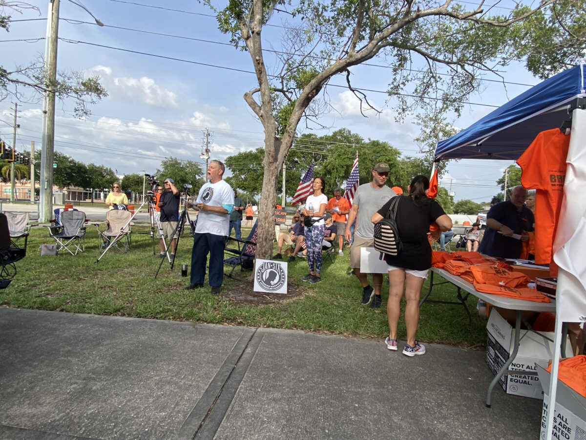 People gather at the rally and prayer vigil outside of the Pinellas County Jail is support of Jeremy Brown, January 6 prisoner and candidate for Florida House of Representatives, District 62.