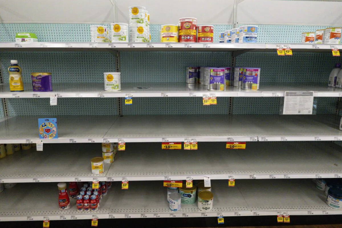 Baby formula is displayed on the shelves of a grocery store in Carmel, Ind., May 10, 2022. (AP/Michael Conroy)