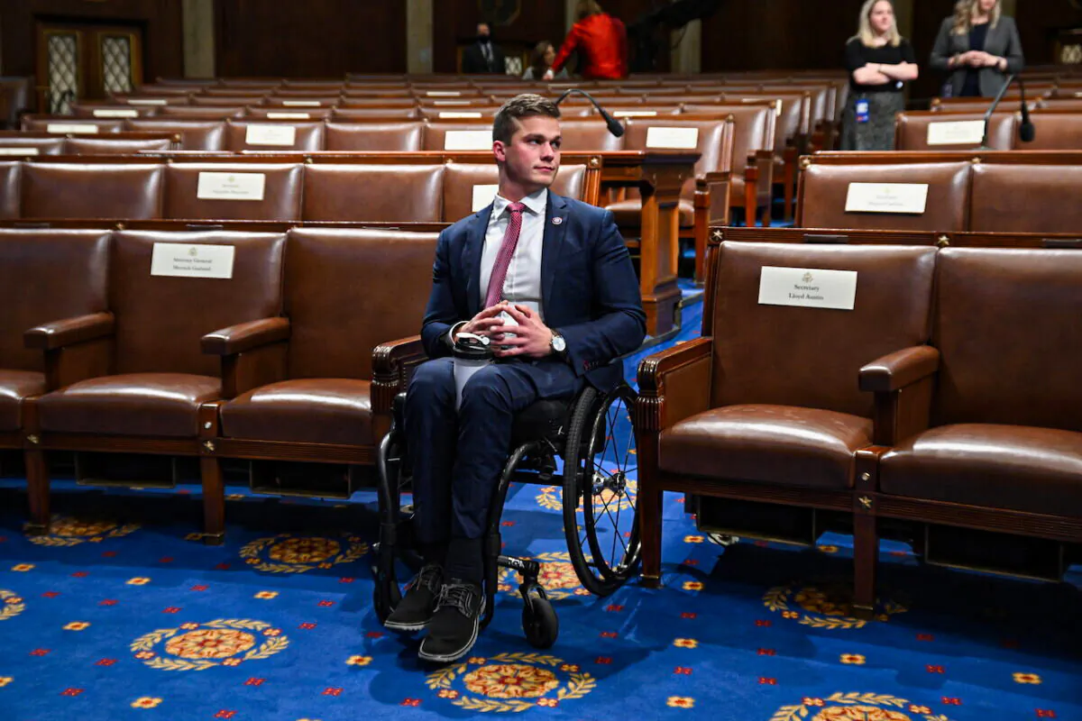 Then-Rep. Madison Cawthorn (R-N.C.) arrives for the State of the Union address at the U.S. Capitol in Washington, on March 1, 2022. (Saul Loeb/Pool/Getty Images)