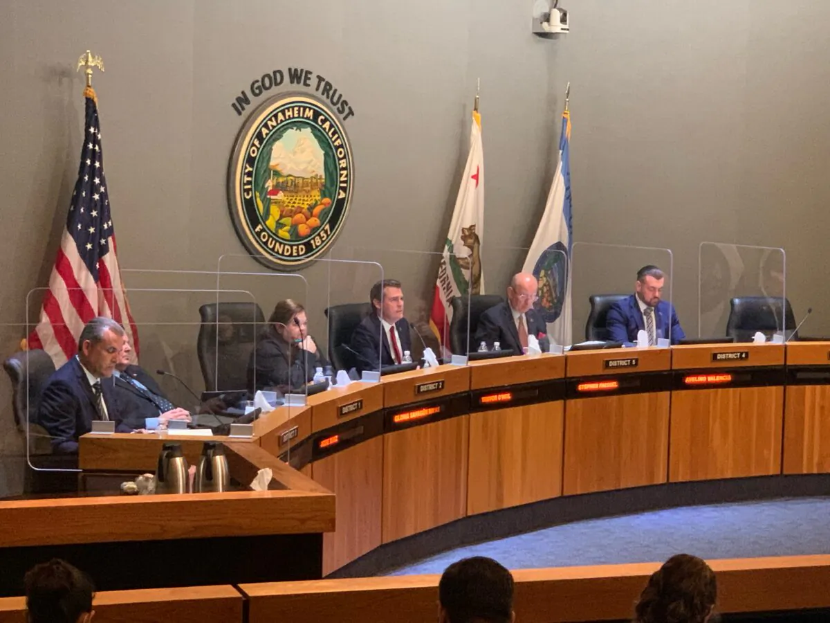 City council in Anaheim, Calif., on May 24, 2022. (John Fredricks/The Epoch Times)
