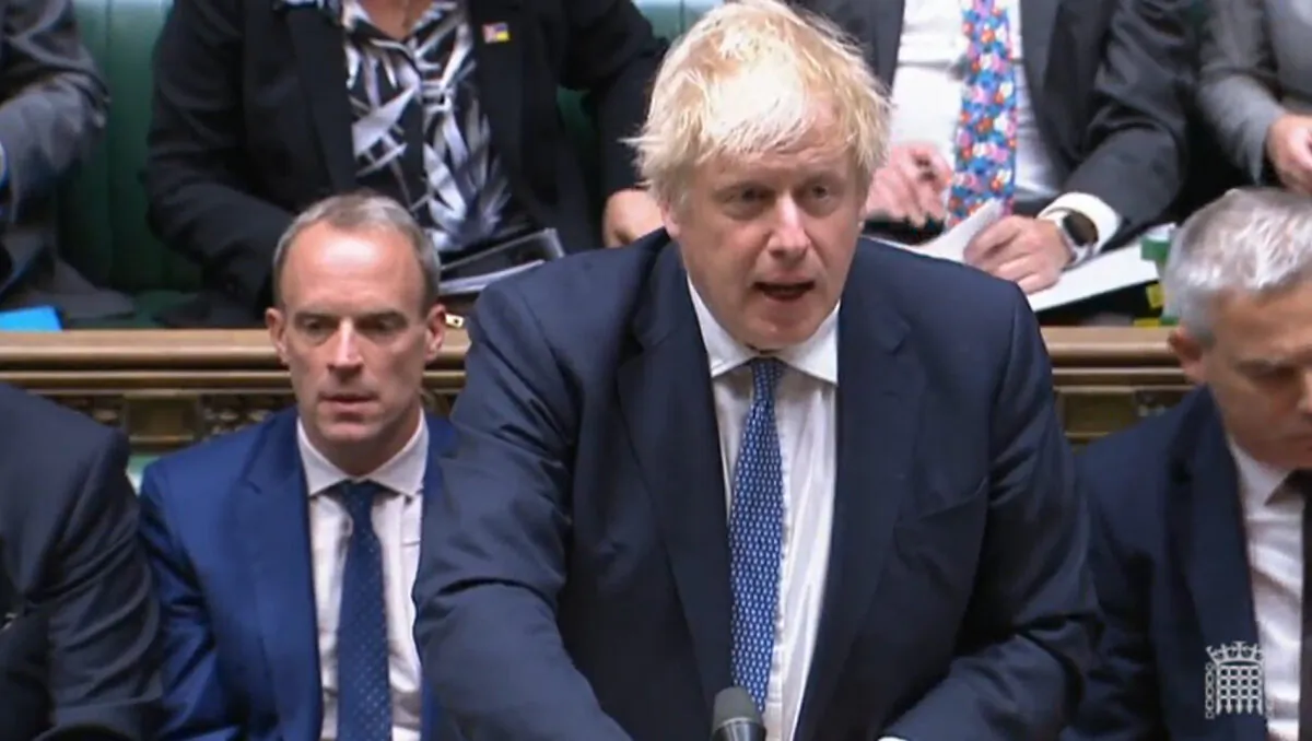 Prime Minister Boris Johnson delivers a statement following the publication of Sue Gray's report into Downing Street parties in Whitehall during the COVID-19 lockdown, in the House of Commons, London, on May 25, 2022. (PA Media)