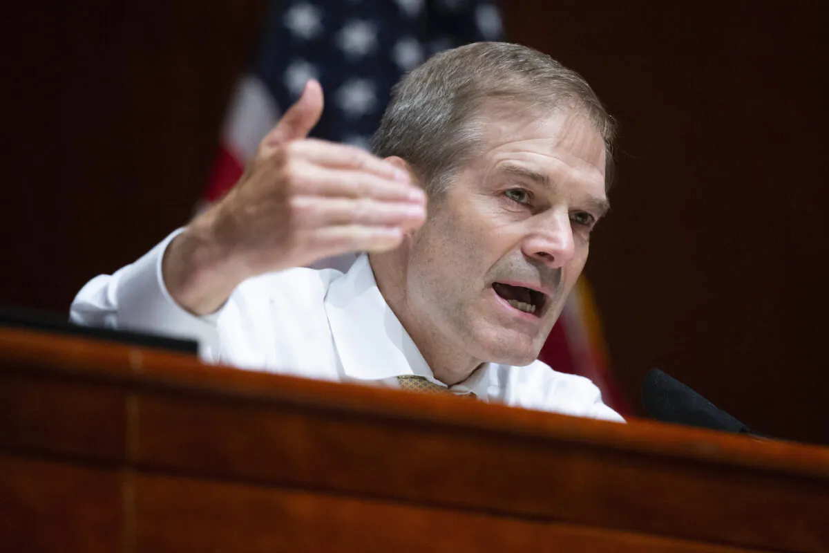 Rep. Jim Jordan (R-Ohio) speaks during the House Judiciary Committee hearing on Policing Practices and Law Enforcement Accountability at the U.S. Capitol in Washington, D.C. on June 10, 2020. (Michael Reynolds/Pool/Getty Images)
