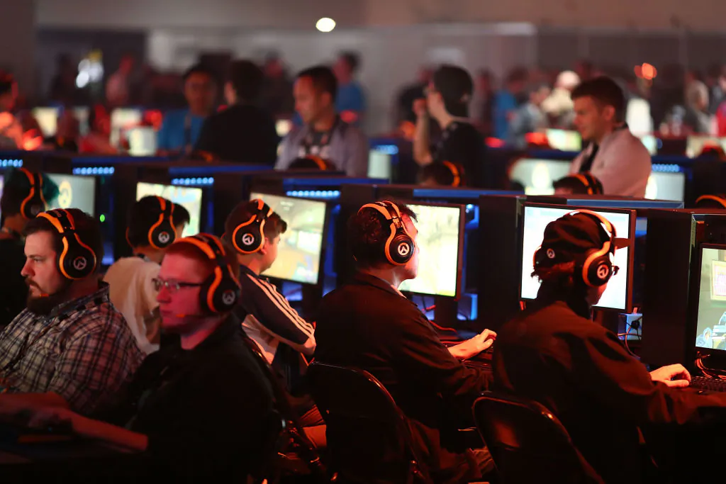 Guests test out the new World of WarCraft expansion at BlizzCon 2017 at Anaheim Convention Center in Anaheim, Calif., on Nov. 3, 2017. (Joe Scarnici/Getty Images)