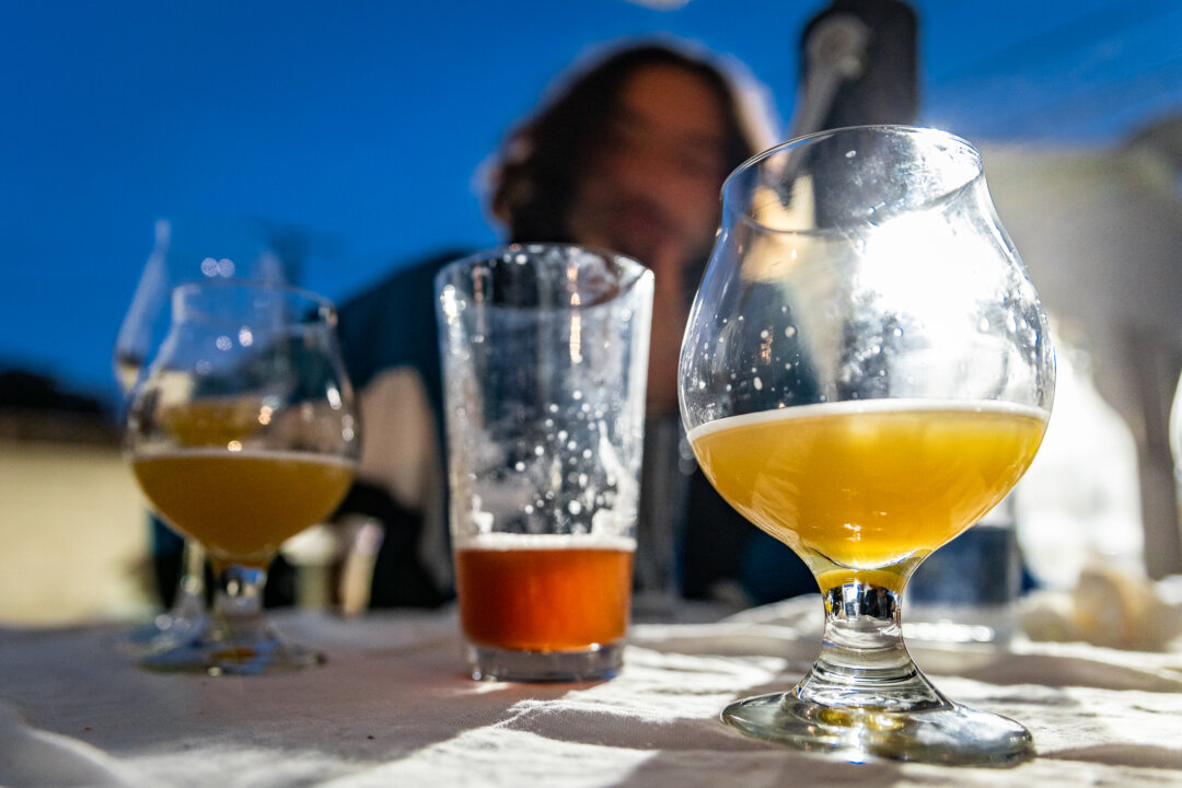 Various beers line a tabletop in Inglewood, Calif., on May 31, 2021. (John Fredricks/The Epoch Times)