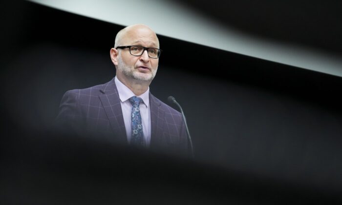 Justice Minister David Lametti makes an announcement in Ottawa on May 16, 2022. (The Canadian Press/Sean Kilpatrick)