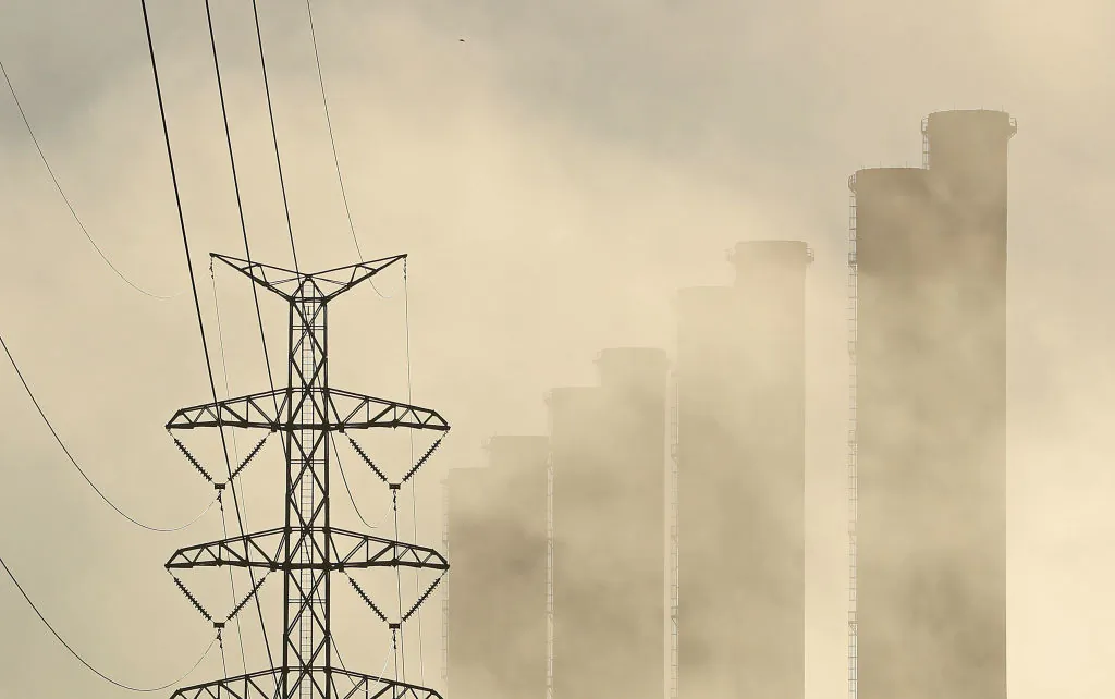The Hazelwood Power Station and a electricity pylon is seen in Hazelwood, Australia, on March 31, 2017. (Scott Barbour/Getty Images)