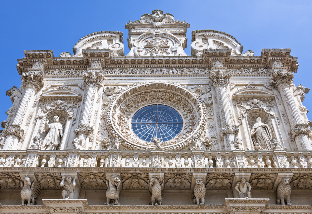 Lecce,,Italy,,,Detail,Of,The,Full,Of,Sculpture,Facade