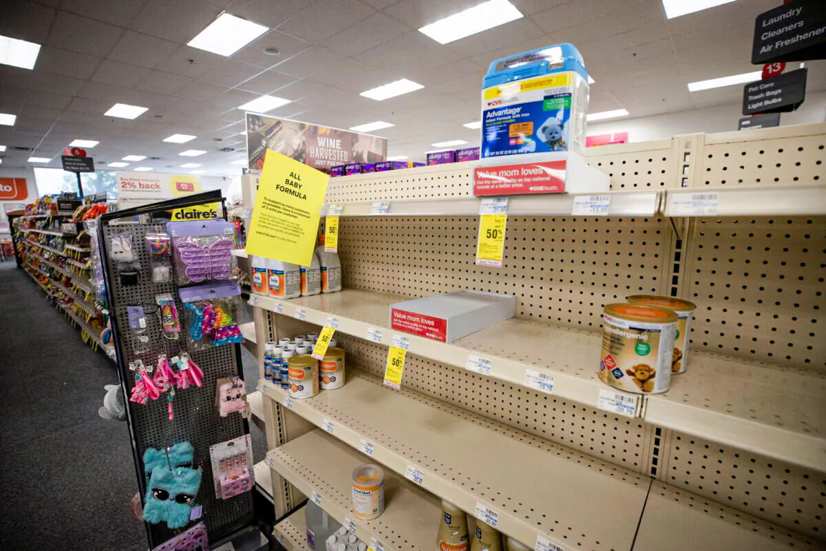 Empty shelves show a shortage of baby formula at CVS in San Antonio, Texas, on May 10, 2022.  (Kaylee Greenlee Beal/Reuters)