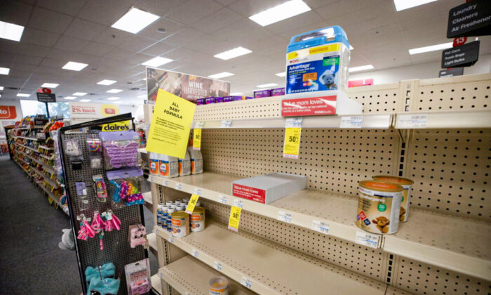 Empty shelves show a shortage of baby formula at CVS in San Antonio, Texas, on May 10, 2022.  (Kaylee Greenlee Beal/Reuters)