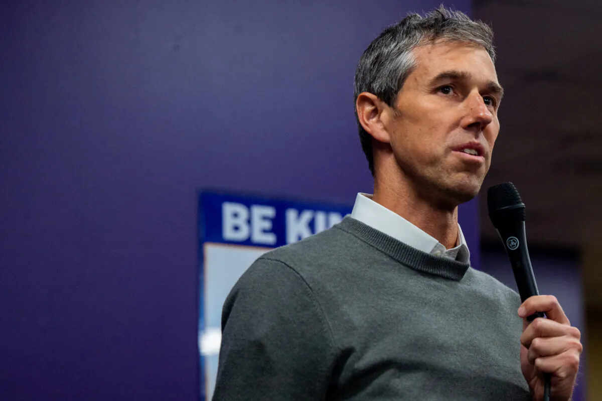 Texas gubernatorial candidate Beto O'Rourke speaks to college students and faculty during a rally at Prairie View A&M University in Prairie View, Texas, on Feb. 25, 2022. (Brandon Bell/Getty Images)