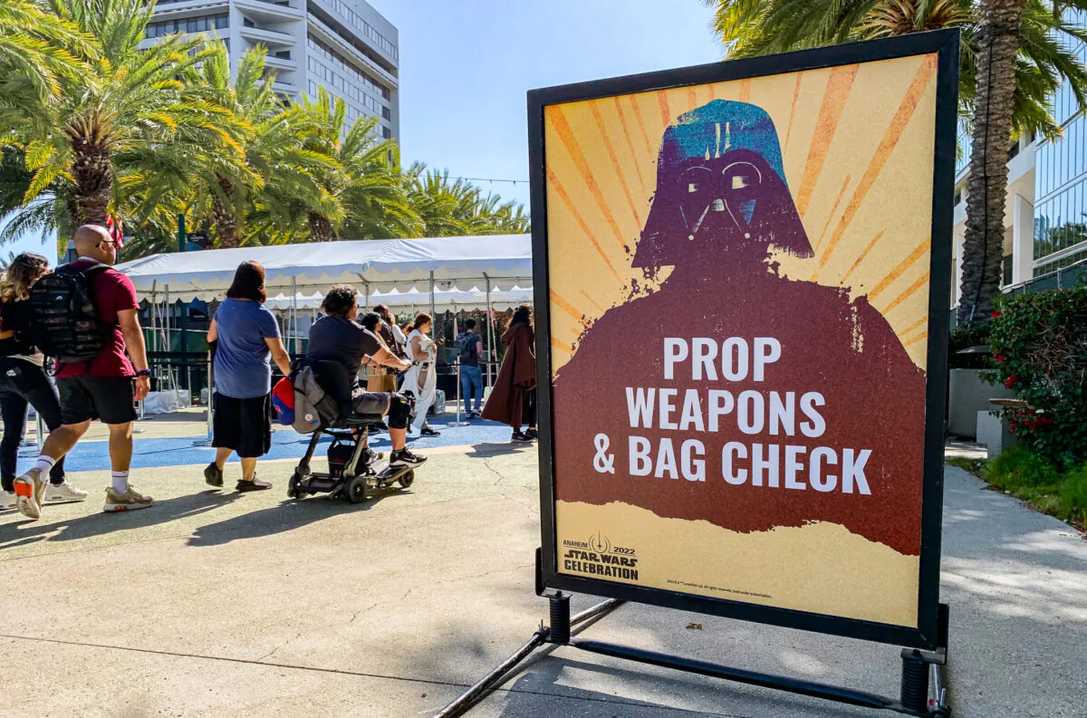 The 2022 Star Wars Celebration security check area in Anaheim, Calif., on May 26, 2022. (John Fredricks/The Epoch Times)