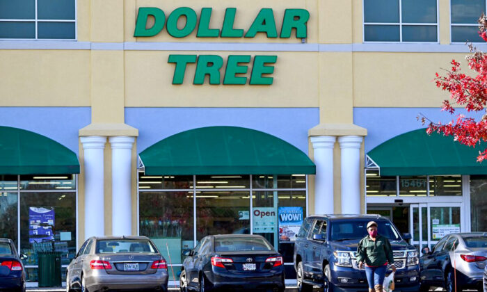 The Dollar Tree logo on its store in Bowie, Maryland on Nov. 23, 2021.  (Jim Watson/AFP via Getty Images)