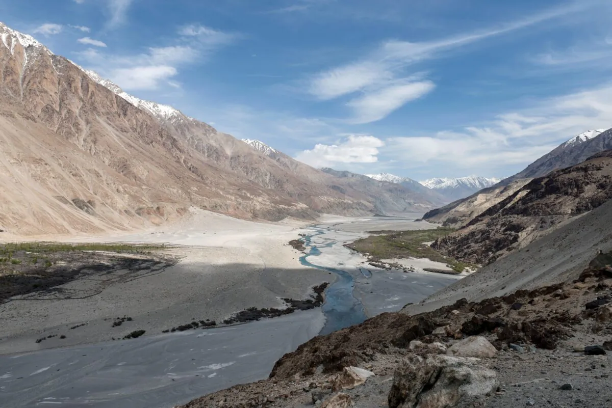 The Shyok River running through the Nubra Valley in Ladakh region, India, on May 7, 2015. (Alex Ogle/AFP via Getty Images)