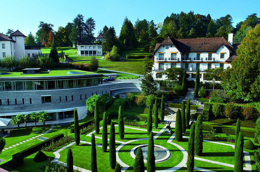 The spa and residence buildings at Clinique La Prairie. (Courtesy of Clinique La Prairie)