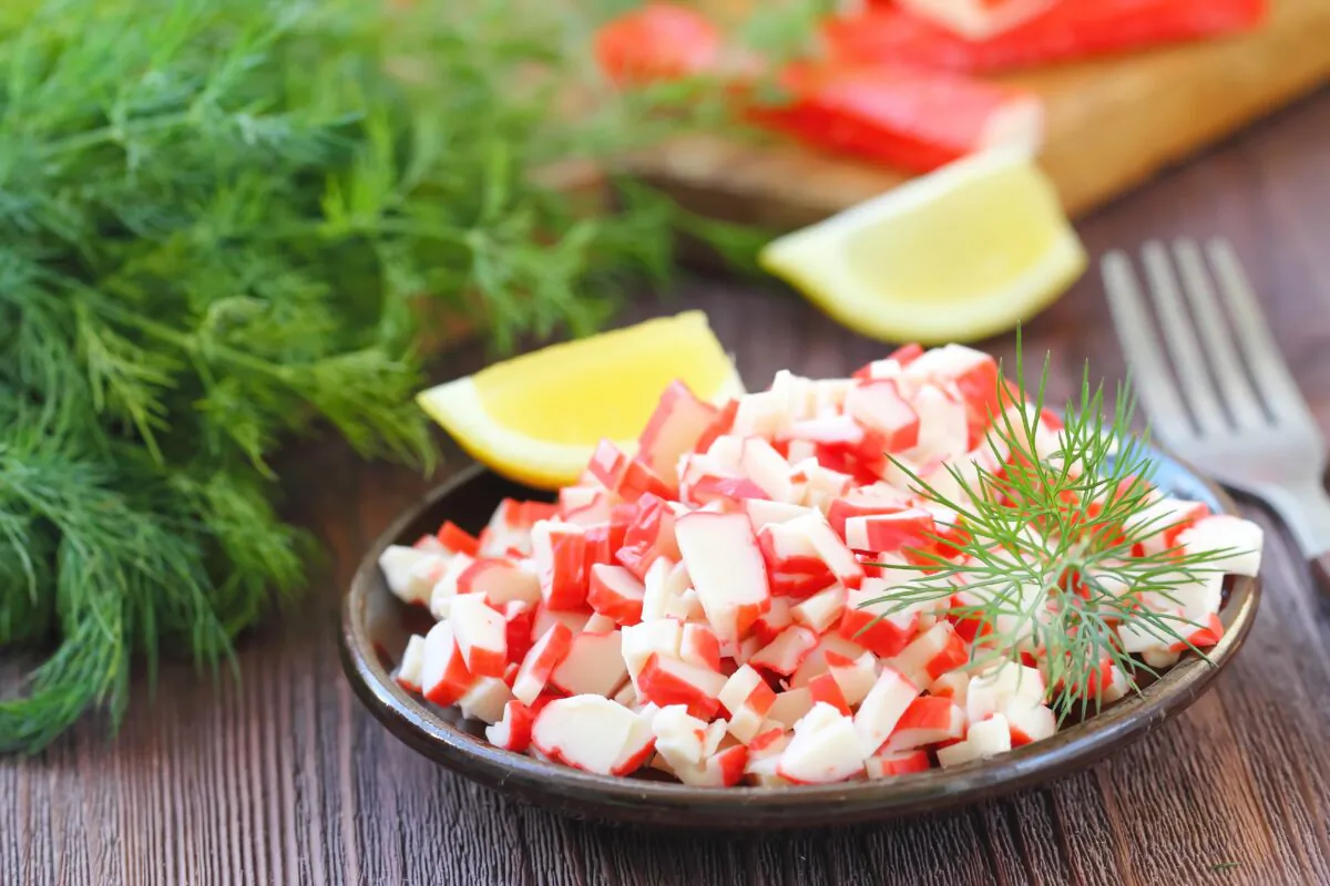 Imitation crab is a Japanese invention, first produced in the early 1970s. (Gamzova Olga)