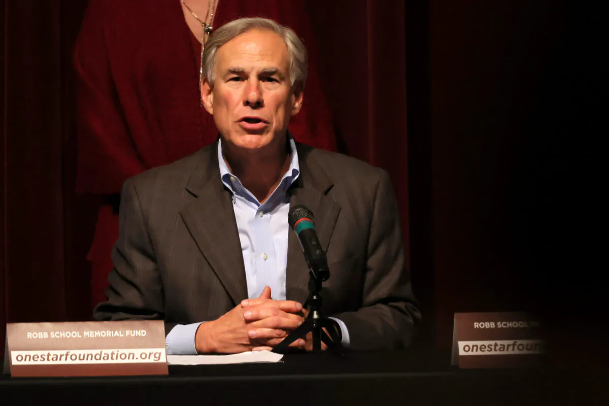 Texas Gov. Greg Abbott speaks during a press conference about the mass shooting at Uvalde High School in Uvalde, Texas, on May 27, 2022. (Michael M. Santiago/Getty Images)