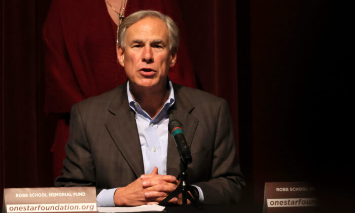 Texas Gov. Greg Abbott speaks during a press conference about the mass shooting at Uvalde High School in Uvalde, Texas, on May 27, 2022. (Michael M. Santiago/Getty Images)
