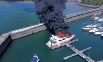 Fire Engulfs Superyacht in British Marina