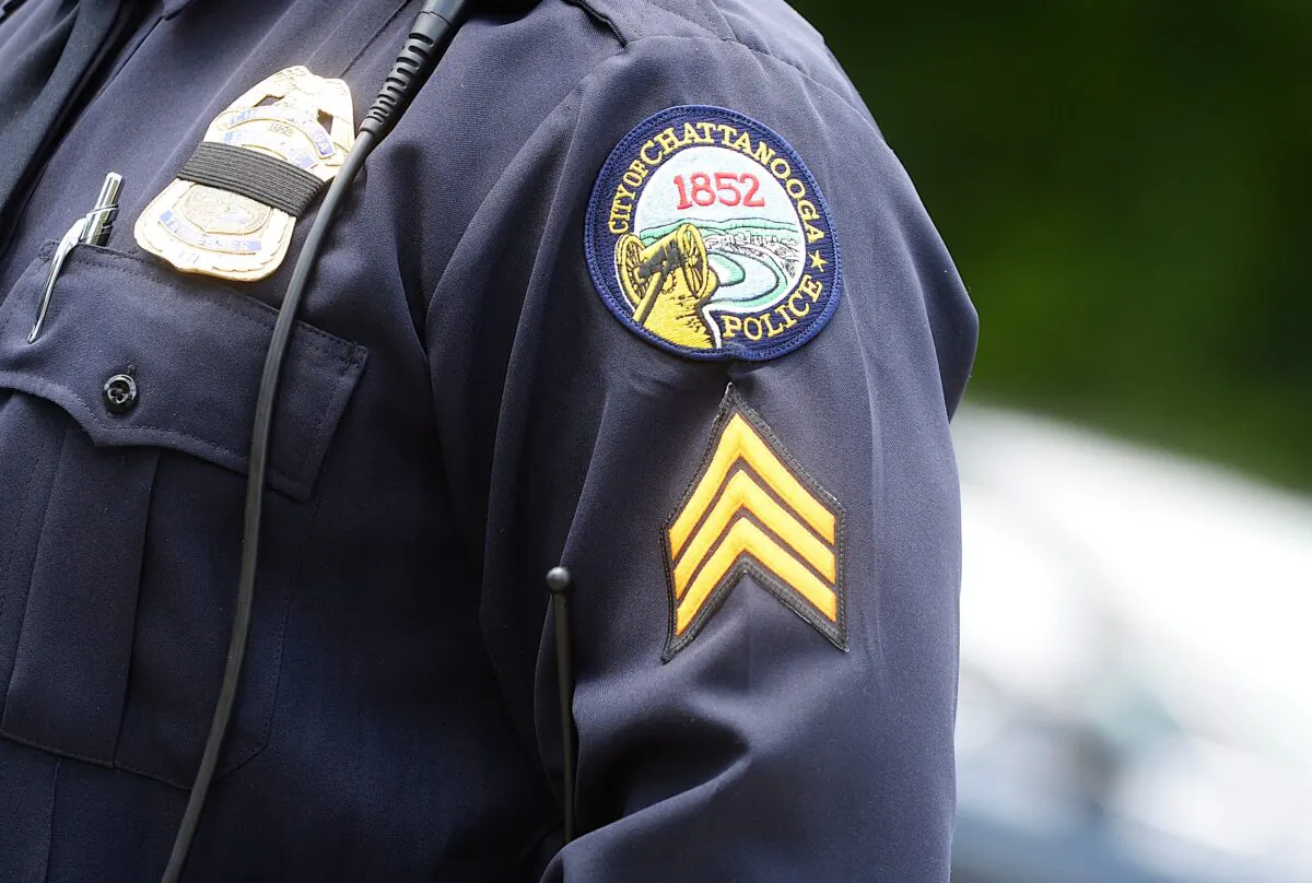Logo of Chattanooga Police Department on a uniform in Tennessee on July 24, 2014. (Jason Davis/Getty Images)