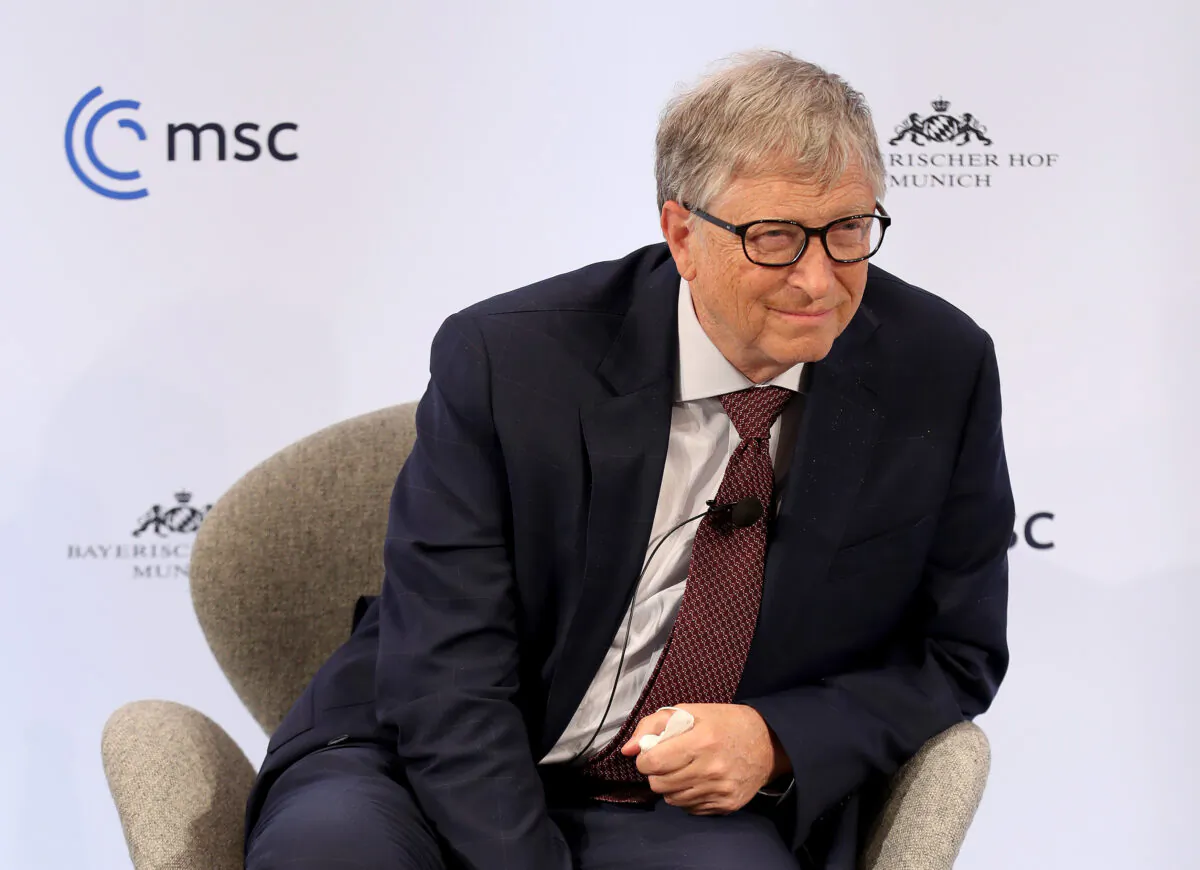 Bill Gates speaks during a panel discussion at the 2022 Munich Security Conference in Germany on Feb. 18, 2022. (Alexandra Beier/Getty Images)