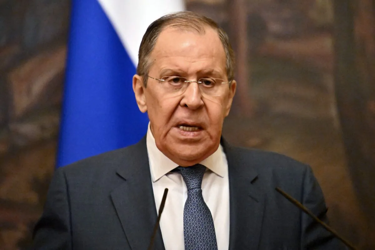 Russian Foreign Minister Sergei Lavrov attends a joint press conference with his Malian counterpart following their meeting in Moscow, on May 20, 2022. (Yuri Kadobnov/Pool/AFP via Getty Images)