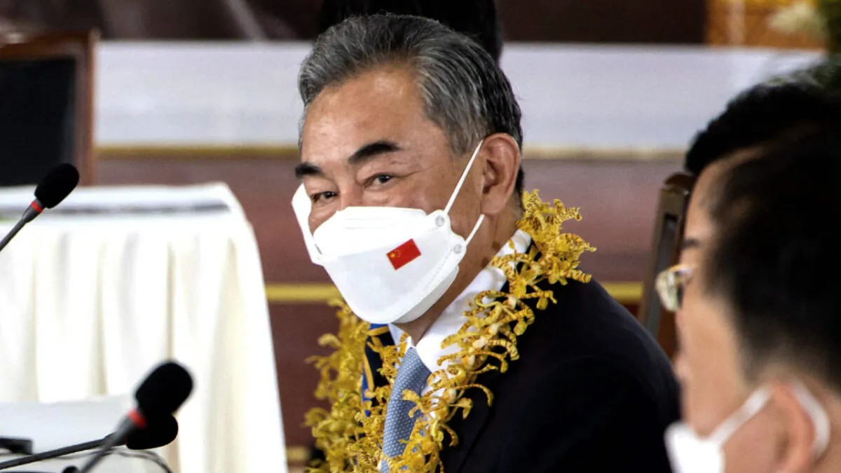 Chinese Foreign Minister Wang Yi holding a meeting with Samoa Prime Minister Fiame Naomi Mataafa (not pictured) after agreements signing ceremony between China and Samao in Apia, Samao, on May 28, 2022. (Vaitogi Matafeo/Samoa Ovserver/AFP via Getty Images)