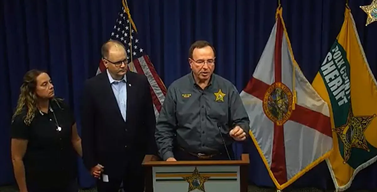 Polk County Sheriff Grady Judd speaks at a news conference in Polk County, Fla., on May 29, 2022. (Courtesy of Polk County Sheriff’s Office)