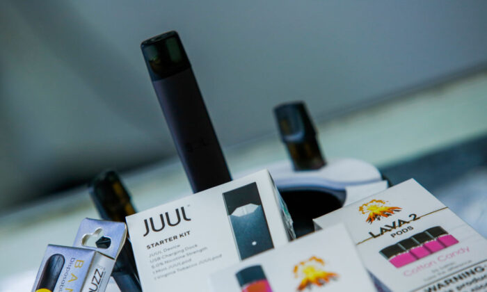 E-cigarettes devices are displayed in a local store in Jersey City, New Jersey, on Jan. 2, 2020. (Eduardo Munoz Alvarez/Getty Images)