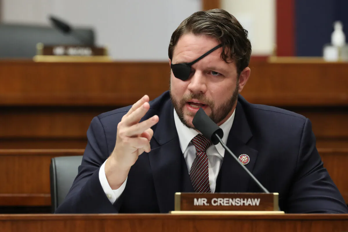 US Representative Dan Crenshaw questions witnesses during a House Homeland Security Committee hearing about "Worldwide threats to the Homeland" on Capitol Hill in Washington on Sept. 17, 2020. (Chip Somodevilla/POOL/AFP via Getty Images)