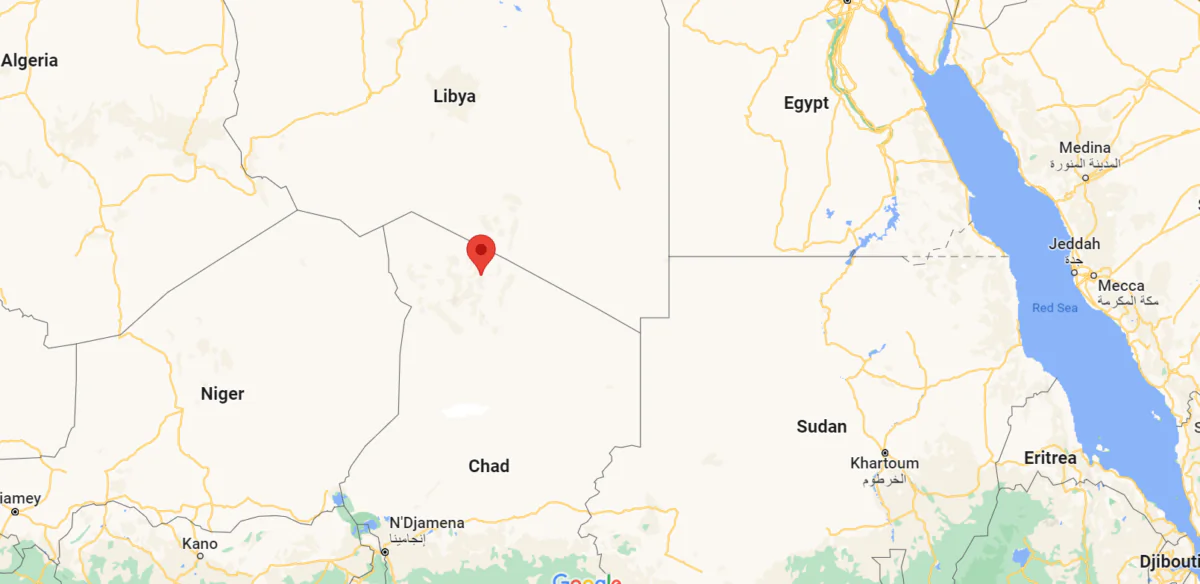 A map shows the location of the Kouri Bougoudi district in Chad, on May 30, 2022. (Google Maps)