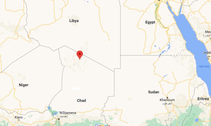 A map shows the location of the Kouri Bougoudi district in Chad, on May 30, 2022. (Google Maps)