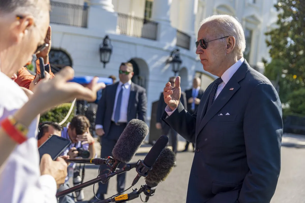 President Joe Biden speaks to reporters outside the White House on May 30, 2022. (Tasos Katopodis/Getty Images)
