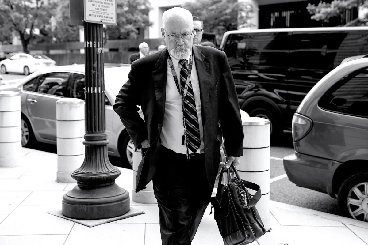 Special Counsel John Durham arrives to federal court in Washington on May 16, 2022. (Evan Vucci/AP Photo)
