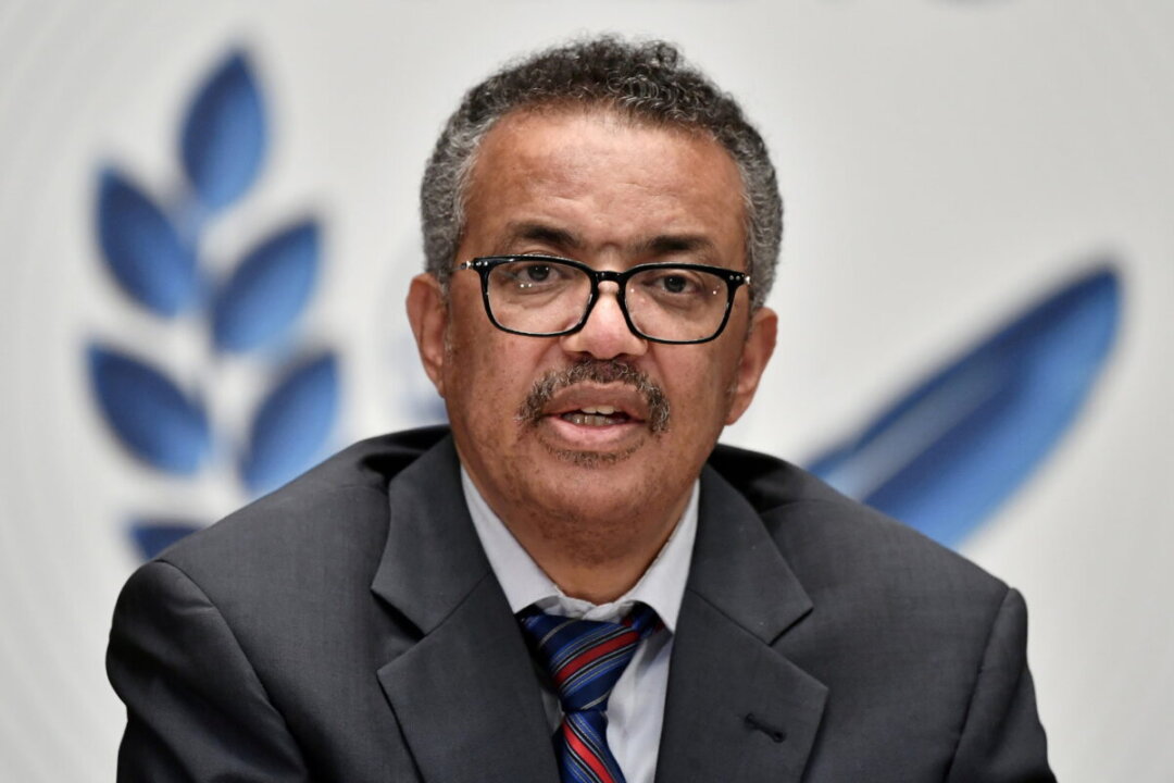 World Health Organization (WHO) director-general Tedros Adhanom Ghebreyesus in Geneva Switzerland, on July 3, 2020. (Fabrice Coffrini/Pool via Reuters)