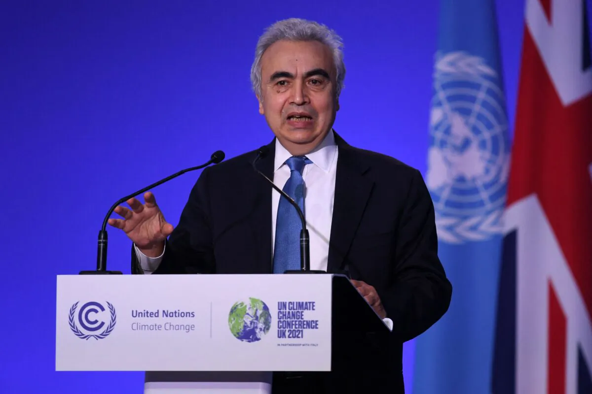 Executive Director of the International Energy Agency, Fatih Birol addresses a session on day five of the COP26 UN Climate Summit in Glasgow on Nov. 4, 2021. (DANIEL LEAL/AFP via Getty Images)
