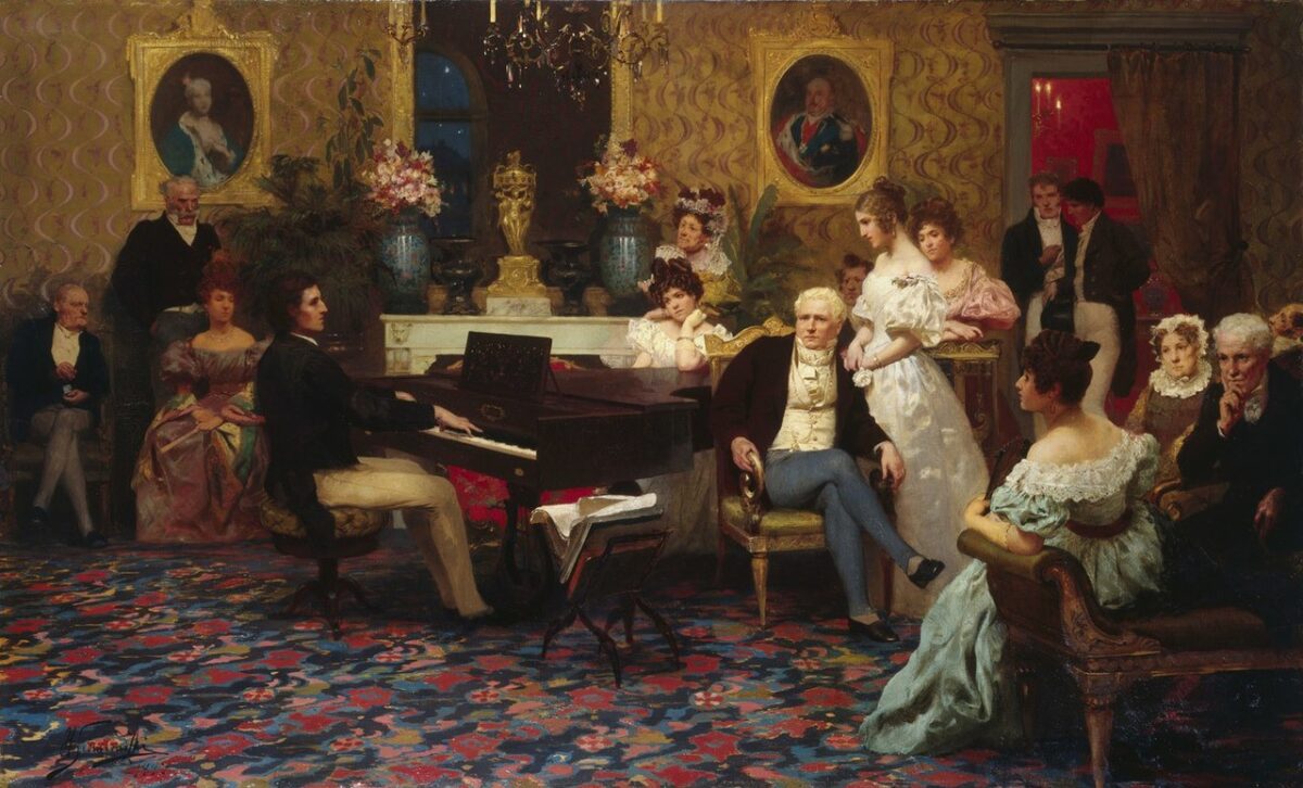 "Chopin Plays for the Radziwills," 1887, by Henryk Siemiradzki. (Public Domain)