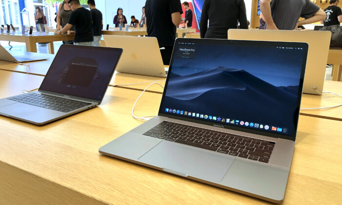 The MacBook Pro laptop is displayed at an Apple Store in Corte Madera, Calif., on June 27, 2019. (Justin Sullivan/Getty Images)