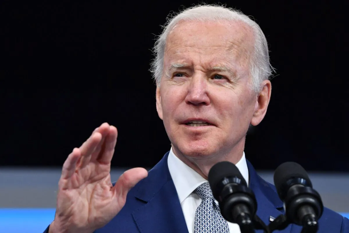 President Joe Biden speaks about his plan to fight inflation and lower costs for working families, in the South Court Auditorium of the White House in Washington, on May 10, 2022.. (Nicholas Kamm/AFP via Getty Images)