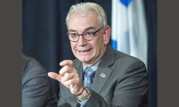 UPAC commissioner Robert Lafrenière speaks to the media at a news conference in Montreal on Oct. 31, 2017. (The Canadian Press/Ryan Remiorz)